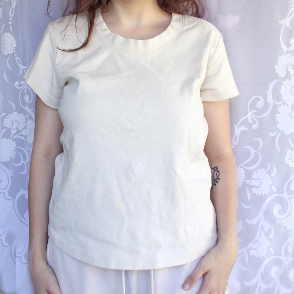Christopher & Banks Cream Basic Tee